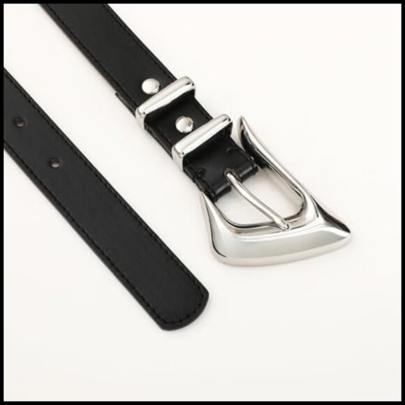 Faux Leather Belt with Silver Buckle for Women, Adjustable Notches main image 7